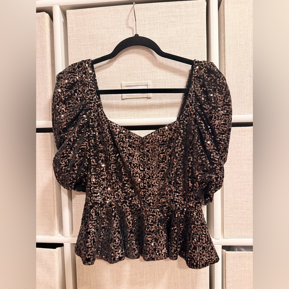 Amanda Uprichard Black Sequin Scoop Neck Dress